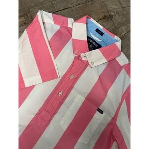 Chubbies Pink White Striped Short Sleeve Button‎ Down Shirt Small Casual Popover